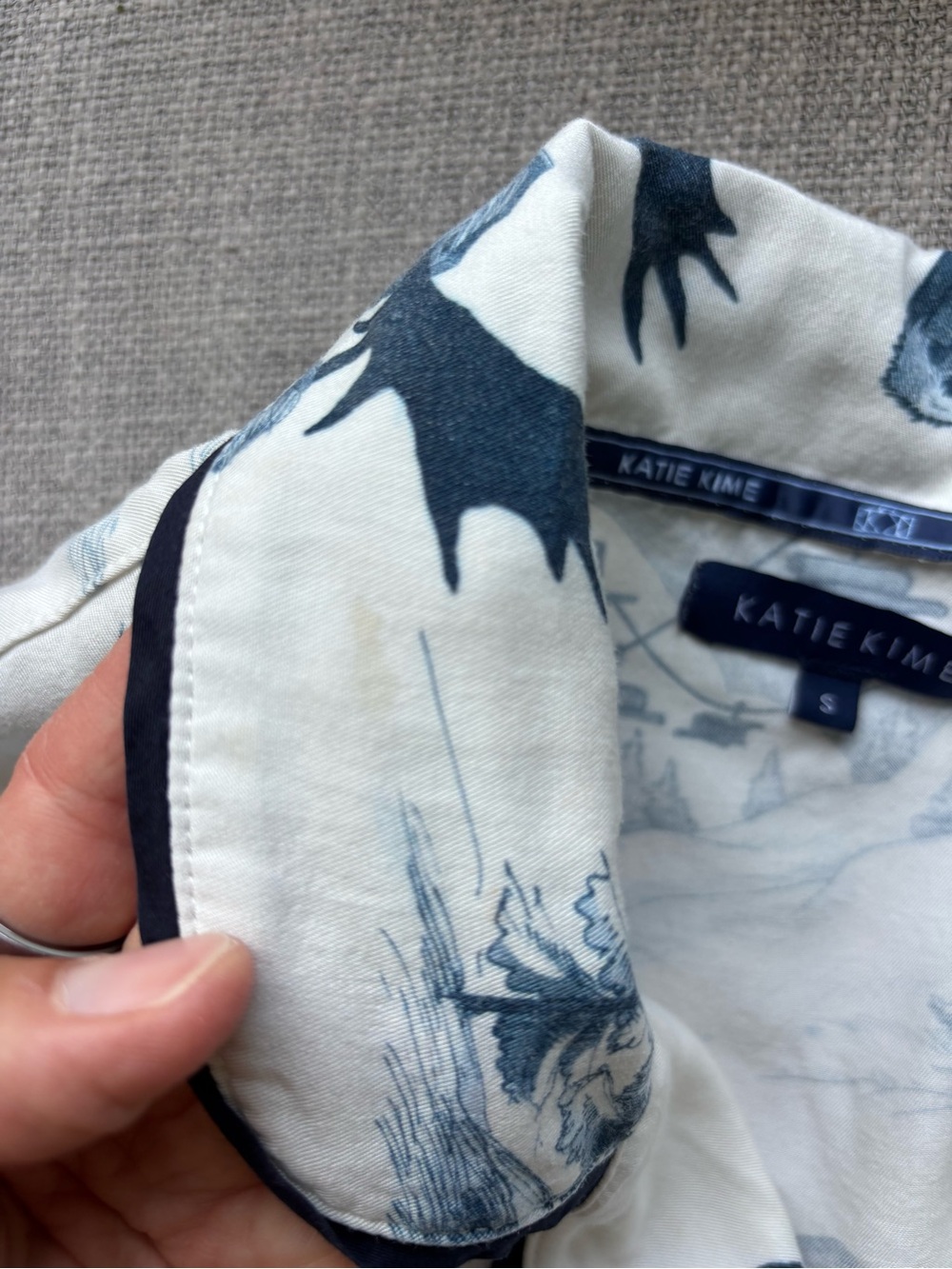 Katie Kime Apres Ski Toile Pajama Set Blue White Short Sleeve Pants Small - Picture 16 of 16